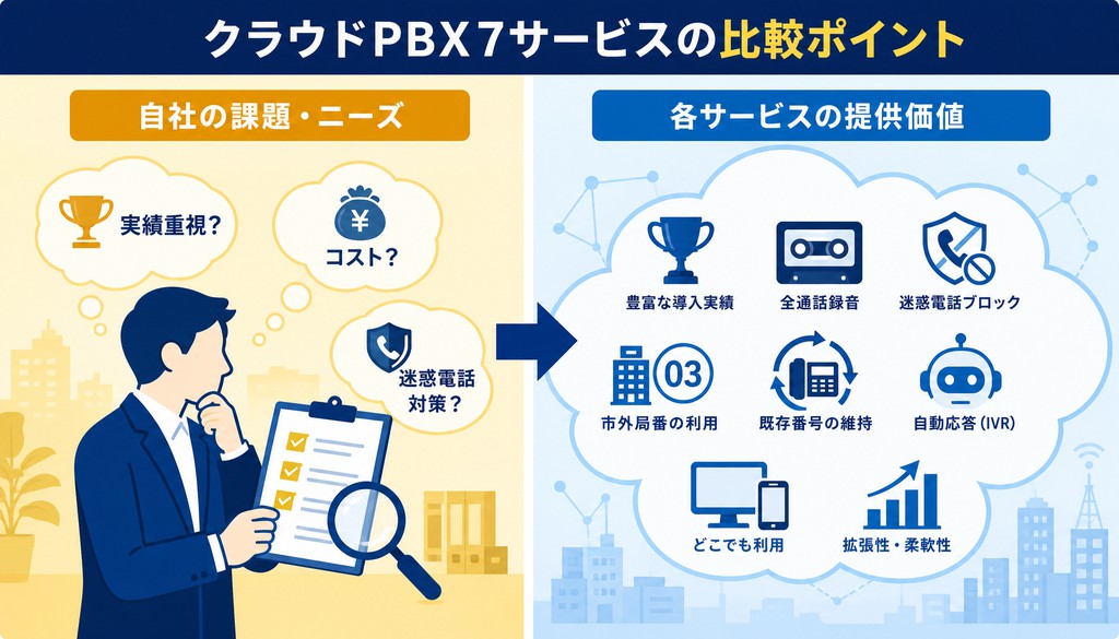 クラウドPBX　導入事例　比較