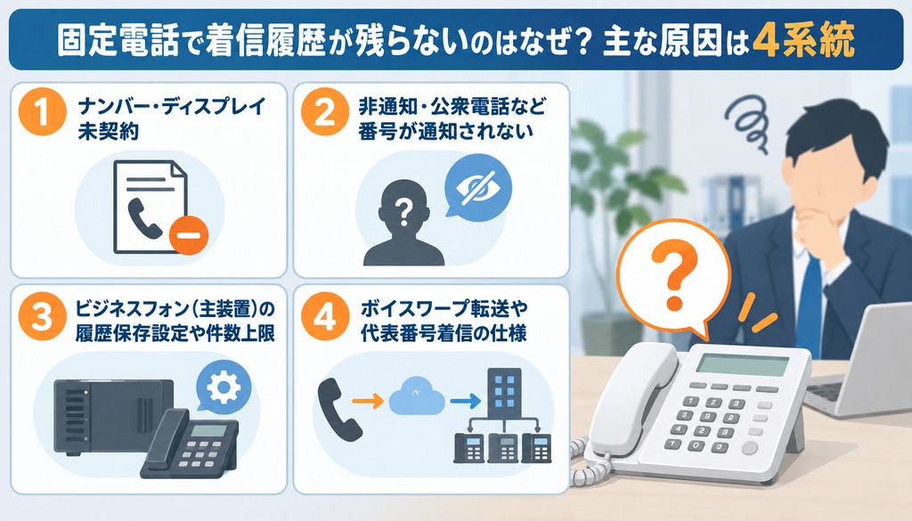 固定電話で着信履歴が残らないのはなぜ？主な原因は4系統