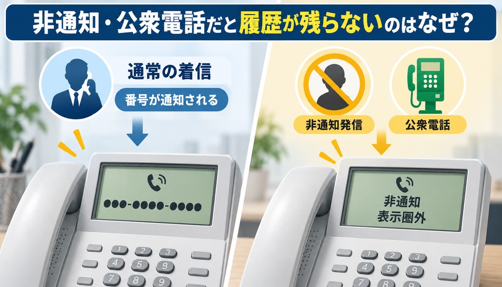 非通知・公衆電話だと履歴が残らないのはなぜ？