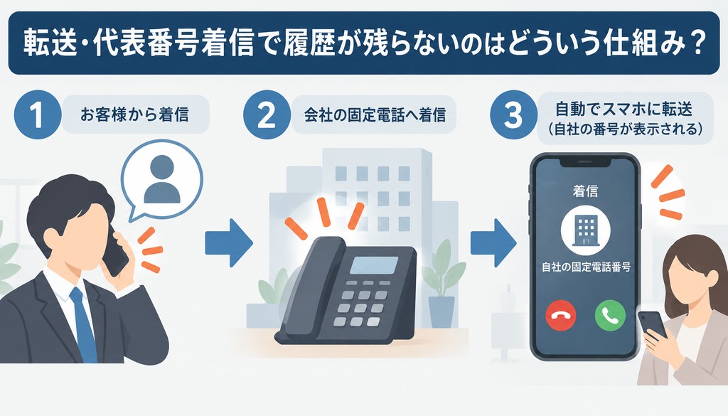転送・代表番号着信で履歴が残らないのはどういう仕組み？