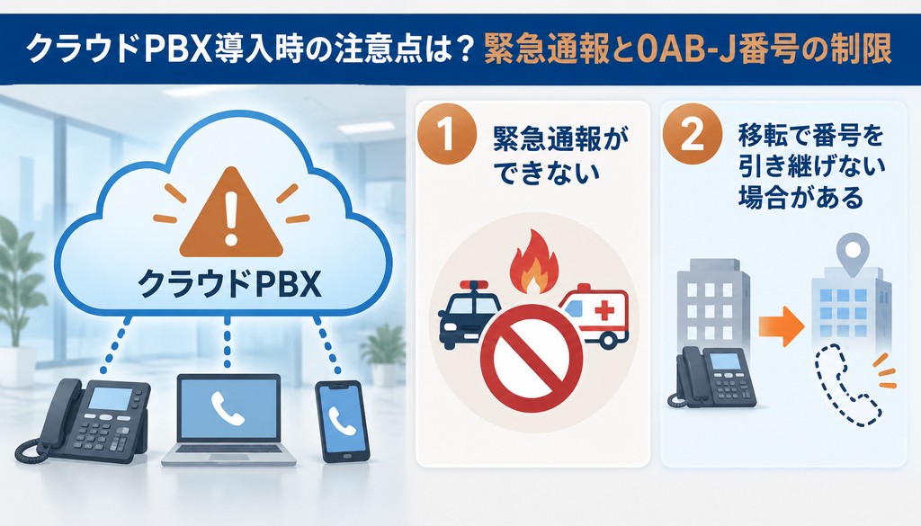 クラウドPBX導入時の注意点は？緊急通報と0AB-J番号の制限